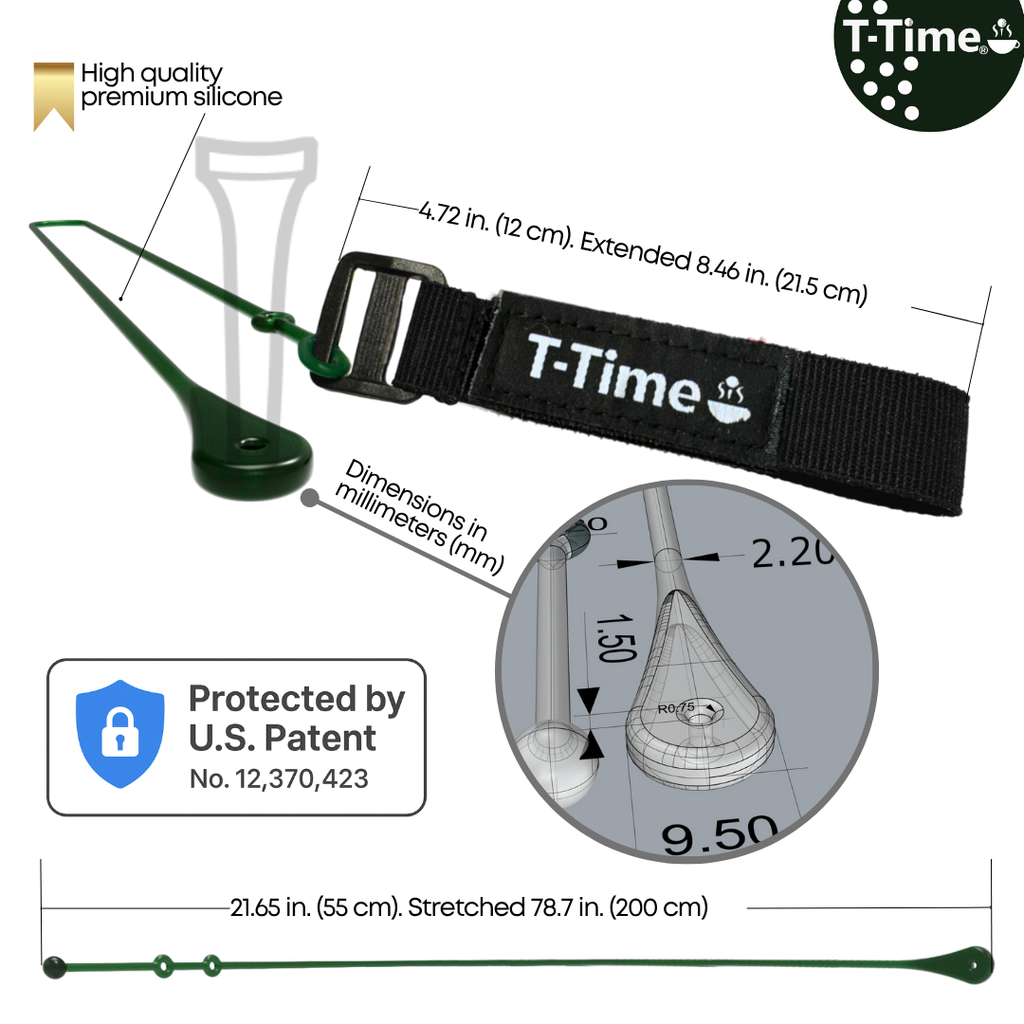 T-Time® Golf Tee Anchor Leash & Tether – US Patented – Keeps Tees in Place for Driving Range and Simulator Practice.