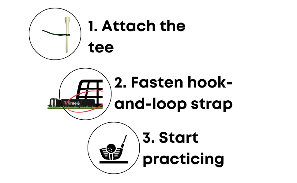 T-Time® Golf Tee Anchor Leash & Tether – US Patented – Keeps Tees in Place for Driving Range and Simulator Practice.