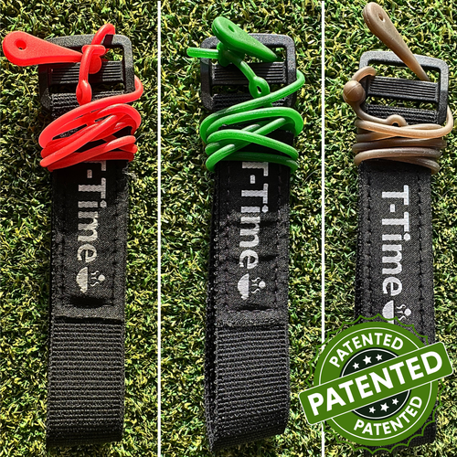 T-Time® Golf Tee Anchor Leash & Tether – US Patented – Keeps Tees in Place for Driving Range and Simulator Practice.