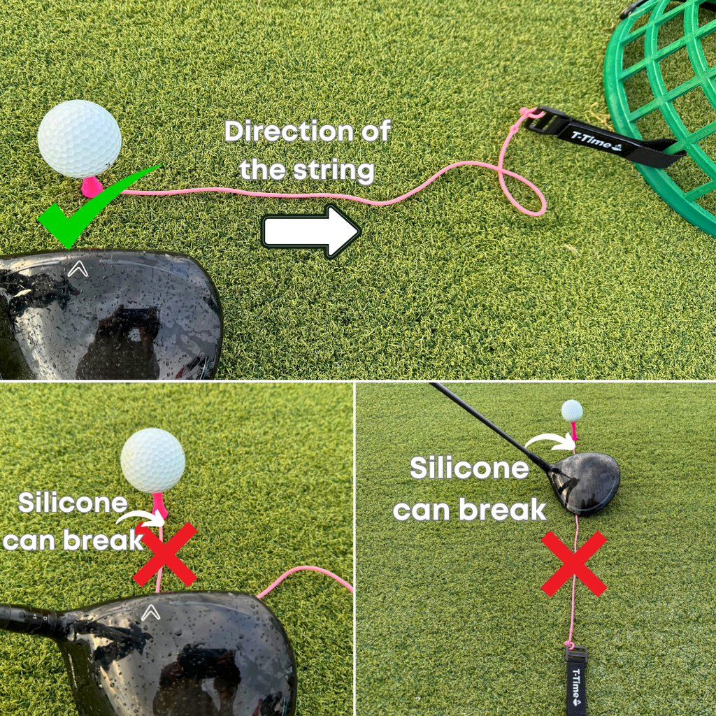 T-Time® Golf Tee Anchor Leash & Tether – US Patented – Keeps Tees in Place for Driving Range and Simulator Practice.